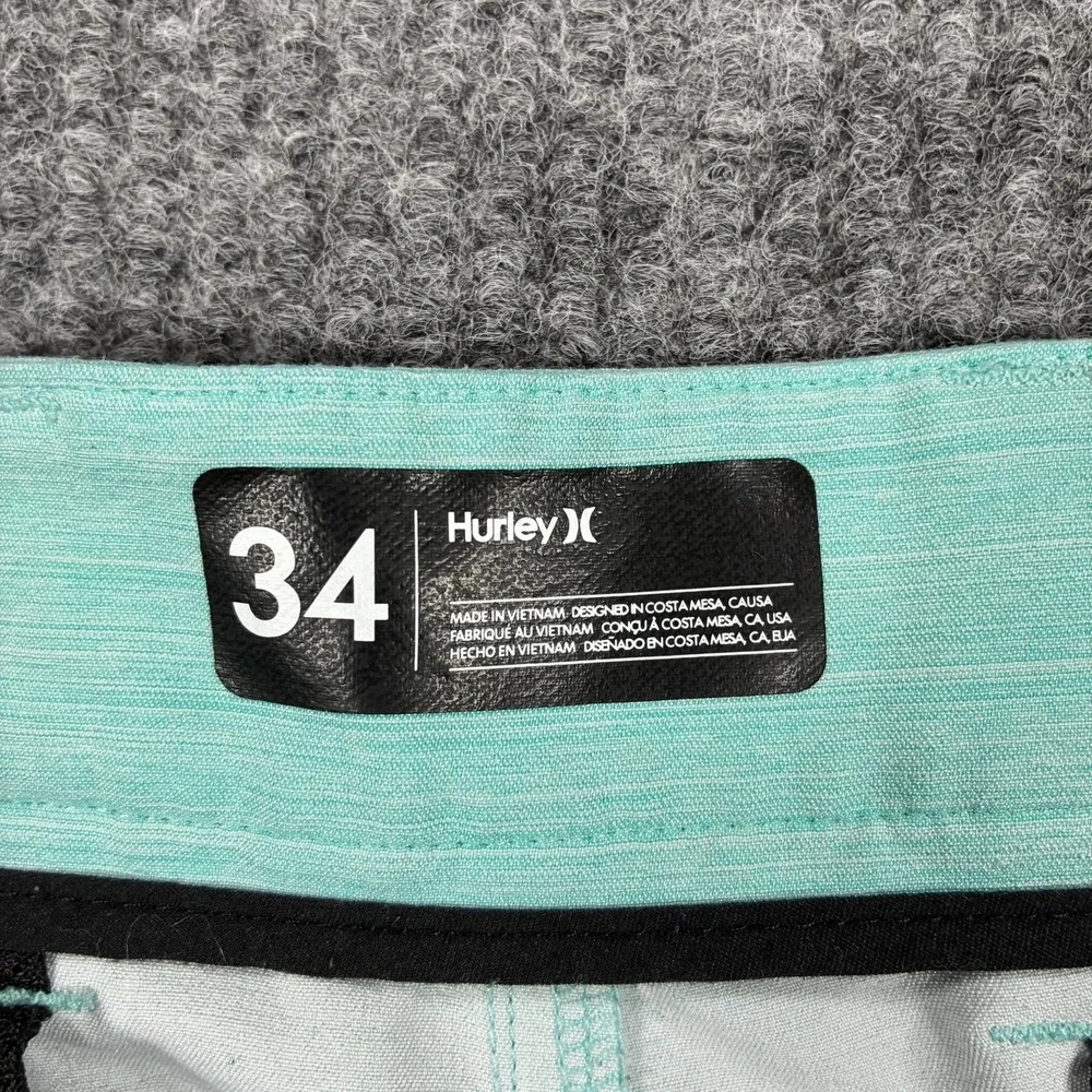 Hurley Chino Shorts Mens 34 Blue Stretch Flat Front Microfiber Casual Summer